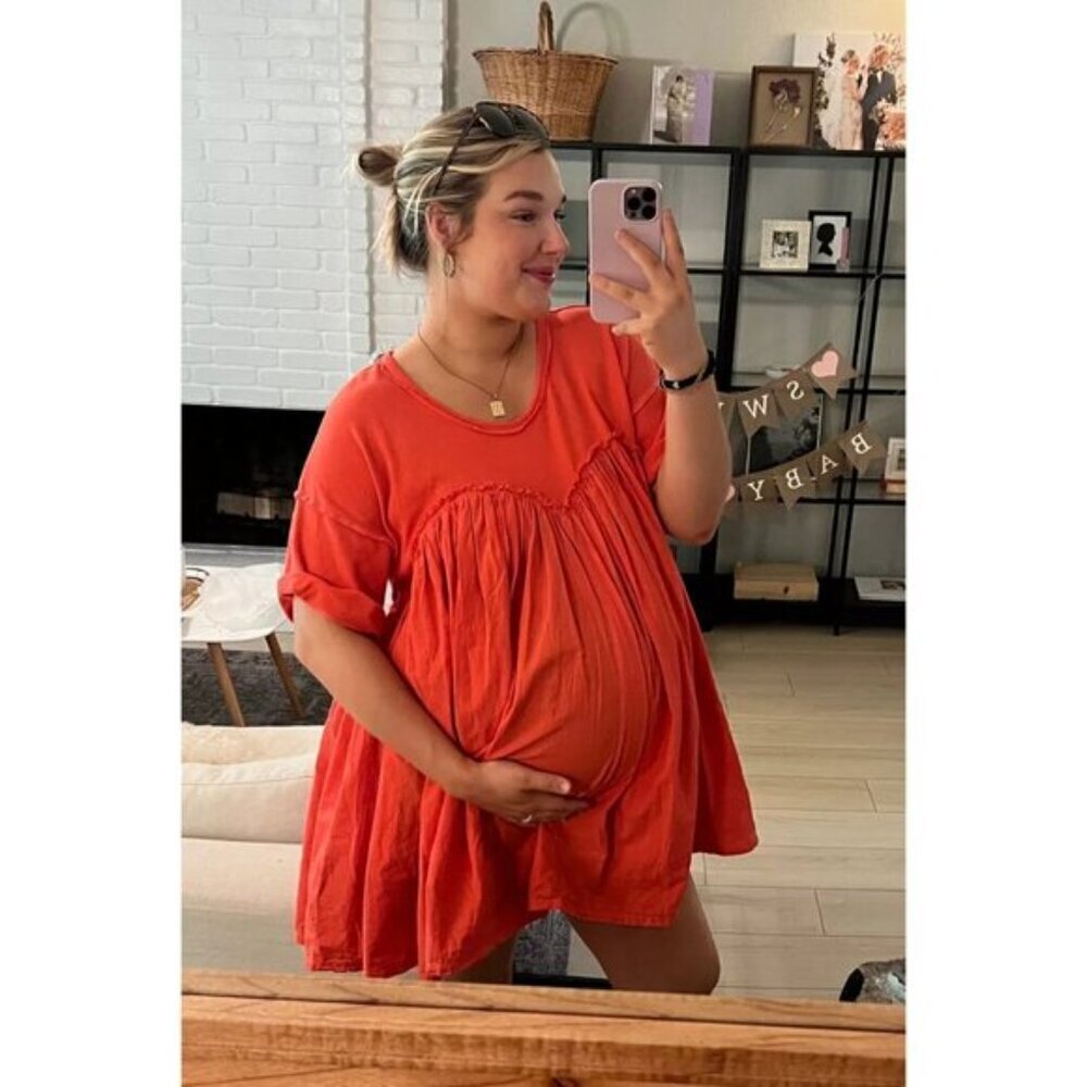 FREE PEOPLE Catalina Mixed Media Minidress in Radiant Watermelon Size Small
